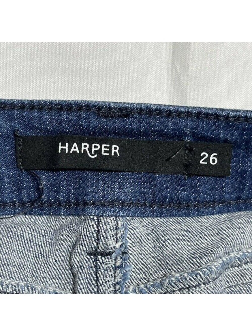 Distressed Blue Denim Frayed Hem Shorts Womens Size 26 Harper - Picture 3 of 7